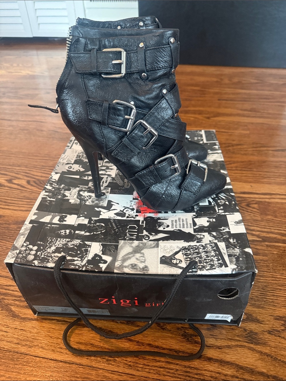 ZIGI girl Black Multi-Buckle Stiletto Ankle Boots